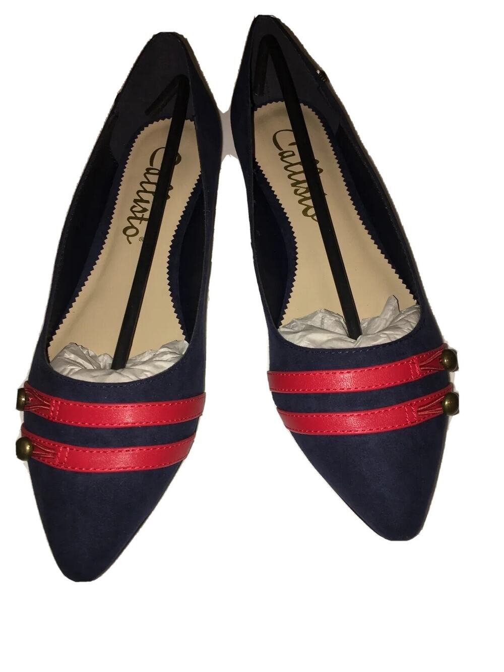 Callisto Women's Bookstore Ballet Flat, Navy Suede, Size 8